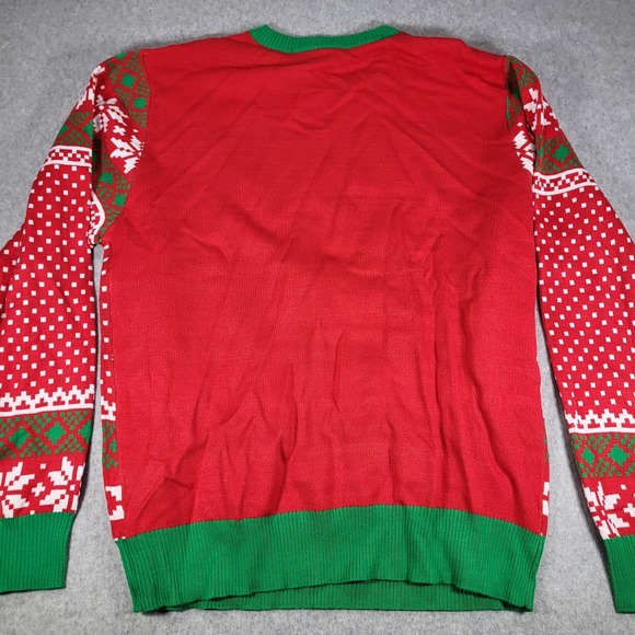 Homer Simpson Ugly Christmas Sweater NWOT Mens Large Crew Neck Red Green White - Picture 5 of 8